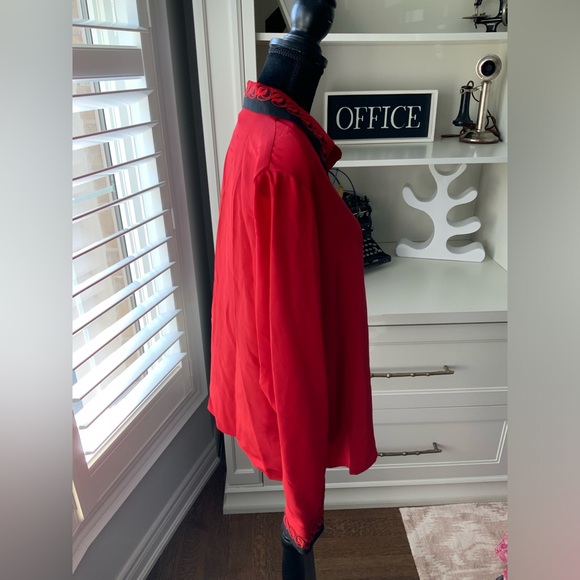 Vintage 80’S YVES ST. CLAIR Red & Black Long Sleeve Blouse Women’s Size Large - Picture 14 of 14